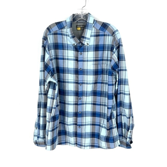 Eddie Bauer Travex Shirt Men's Size XL Blue Plaid Button Up Classic Fit - Picture 1 of 6